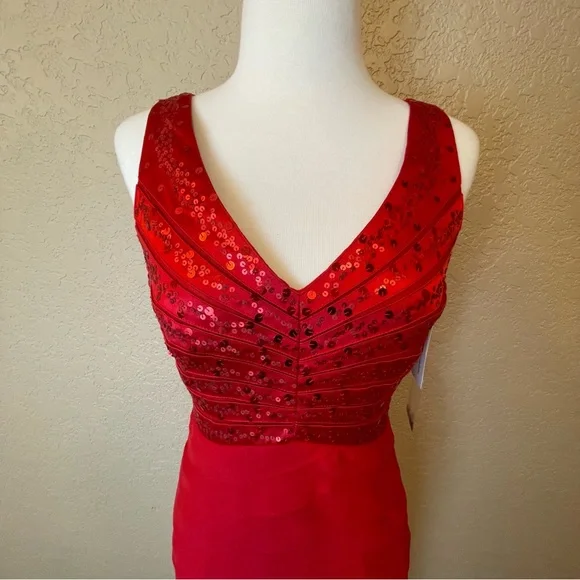NWT Sherrie Bloom Peter Noviello CHETTA B 100% Silk Red Dress Size 4 - Picture 4 of 13